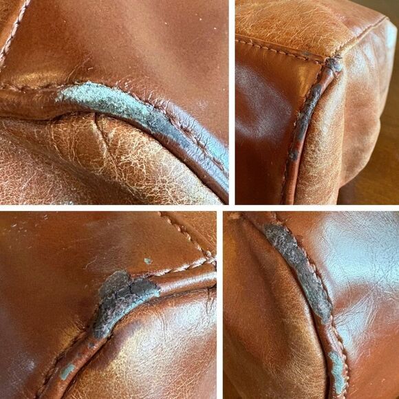 GIANI BERNINI - Double Zip Glazed Leather Satchel/Espresso w/Faux Leather Trim - Picture 14 of 16